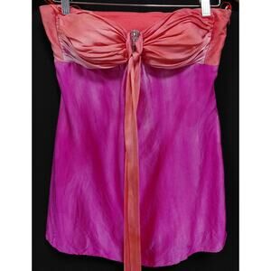 CACHE Silk Blend Strapless Top Pink Solid Sleeveless Women Size S